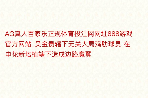 AG真人百家乐正规体育投注网网址888游戏官方网站_吴金贵辖下无关大局鸡肋球员 在申花新培植辖下造成边路魔翼