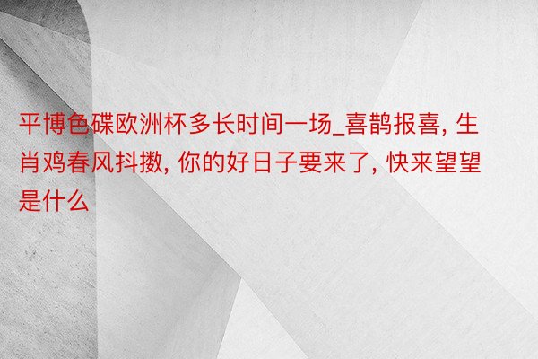 平博色碟欧洲杯多长时间一场_喜鹊报喜, 生肖鸡春风抖擞, 你的好日子要来了, 快来望望是什么