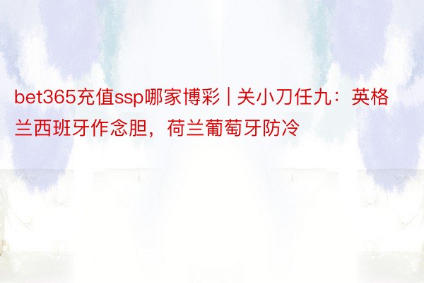 bet365充值ssp哪家博彩 | 关小刀任九：英格兰西班牙作念胆，荷兰葡萄牙防冷
